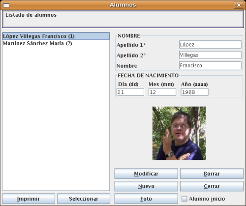 Componenente para gestionar los alumnos