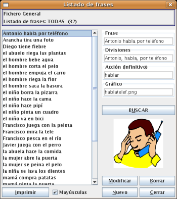 Componenente para gestionar las frases del fichero general