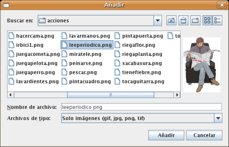 Selector de gr�ficos asociados a las frases
