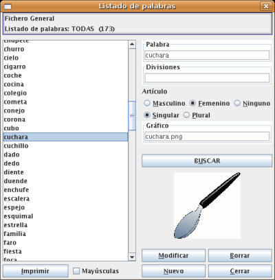 Componenente para gestionar las palabras del fichero general