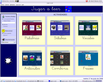 Pantalla inicial de Jugar a Leer