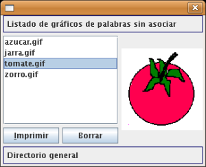 Listado de gr�ficos de palabras sin asociar